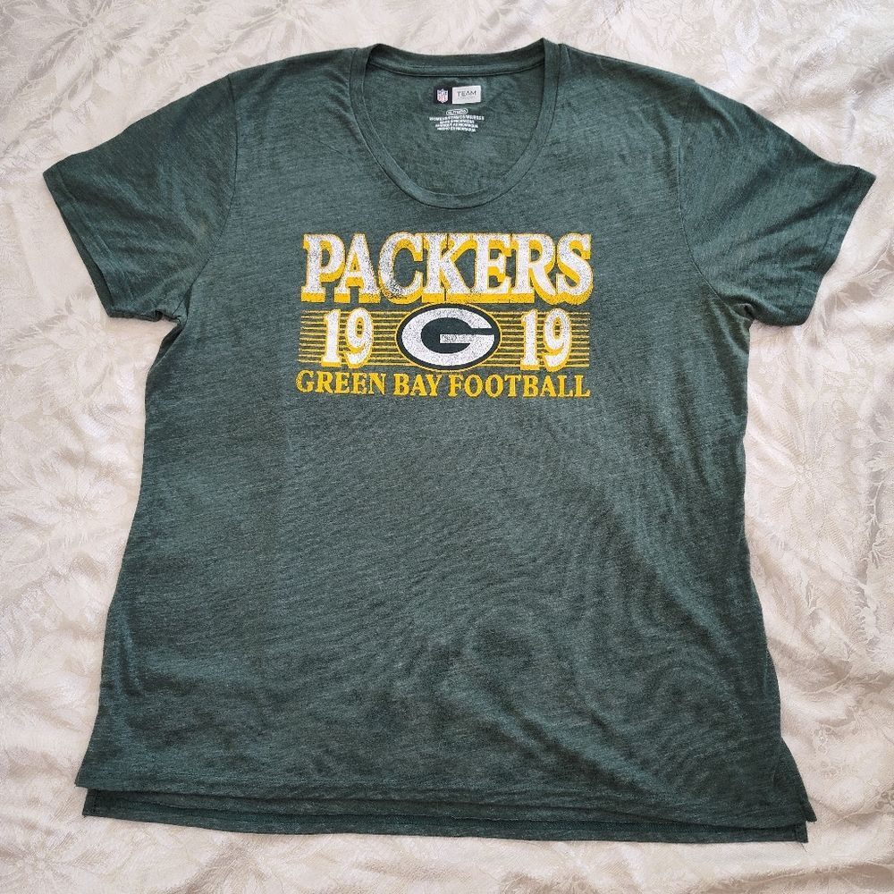 NFL Team Apparel Green Bay Packers Tshirt Green & Gold XL Womens